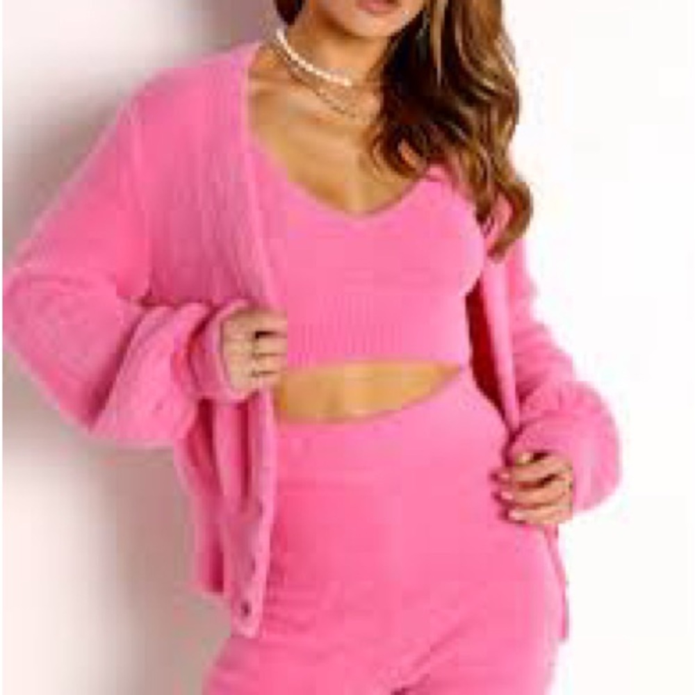 Fuzzy pink cardigan L*Space